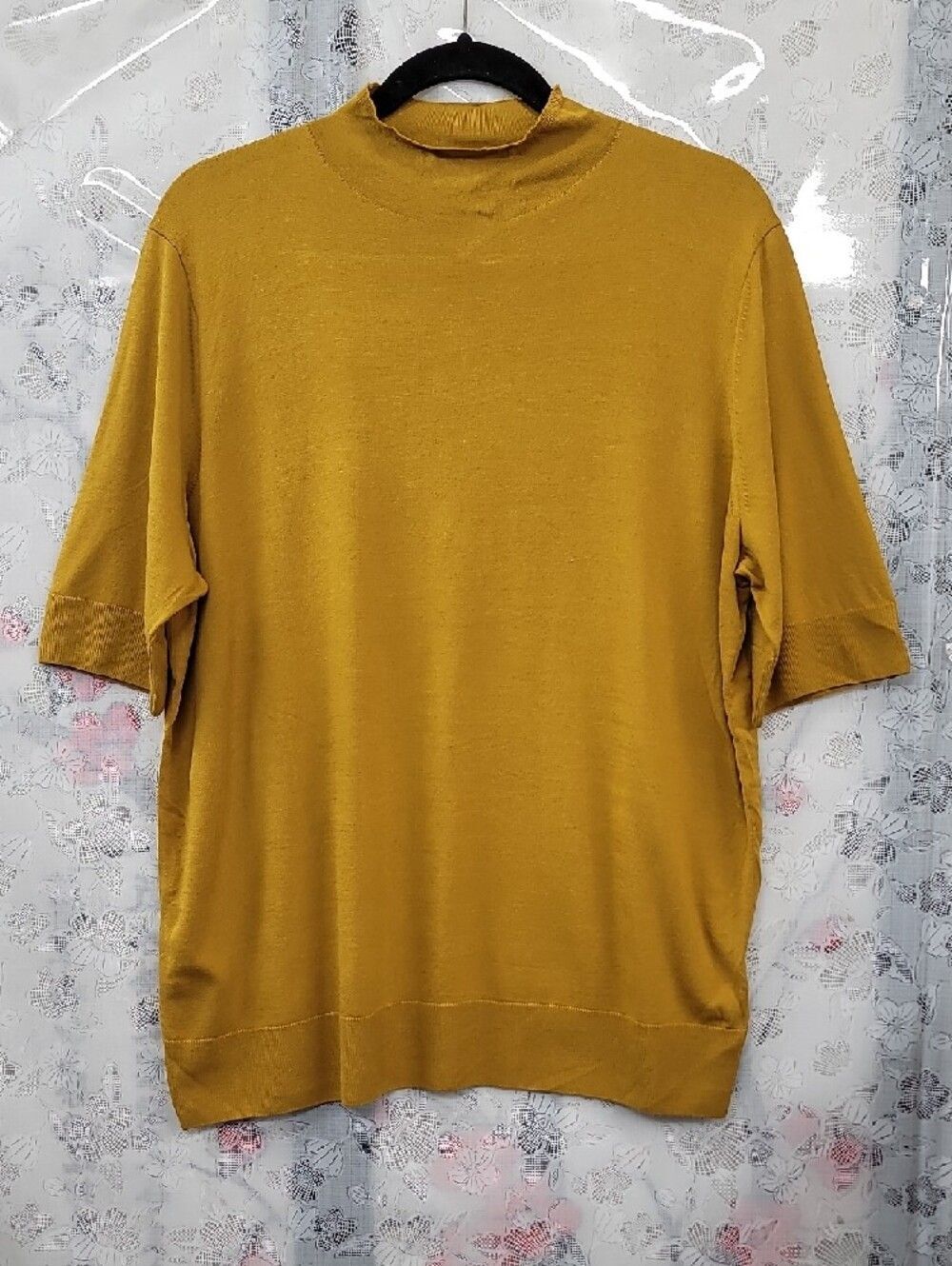 Lafayette 148 New York Nwt  Short-Sleeve Mock Neck Sweater - Mustard Size XXL
